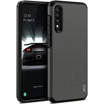 Afbeelding van BEZ Samsung A70 Hoesje, Case, Schokbestendig Cover Compatibel met Galaxy A70, Schokabsorberend, Heavy Duty Dual Layer Tough Cover, Grijs