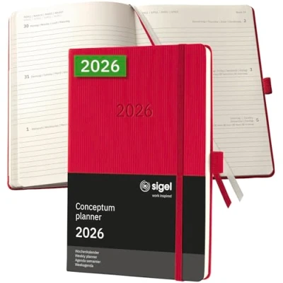 Afbeelding van Sigel weekagenda 2026 Conceptum formaat A5 rood hardcover SI C2664