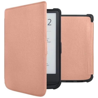 Afbeelding van Pocketbook Basic Lux 4 Hoes: iMoshion Slim Soft Case Sleepcover Bookcase zonder stand Rosé Goud Kunstleder E Reader Hoezen