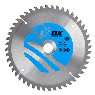 Afbeelding van OX Tools Cirkelzaagblad voor Aluminium, Kunststof, Laminaat Snijden, 48 Tanden, Zilver/Blauw, 184/20mm