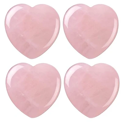 Afbeelding van 4 Stks Hartvormige Roze Kristal Rozenkwarts Hart Liefde Genezing Zorgen Steen Reiki Balanceren Halfedelsteen Facial Jade Massage Tool Woondecoratie Edelsteen Decor Gift Souvenir
