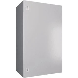 Afbeelding van Rittal ax wandkast met 1 deur 600x1000x400 mm bxhxd plaatstaal montageplaat en wartelplaat onder knevelsluiting ral 7035 1091000