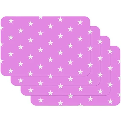 Afbeelding van Venilia Placemat, 59048, voor de eetkamer, sterren, fuchsia roze patroon, set van 4, afwasbaar polypropyleen, geschikt levensmiddelen, 45 x 30 cm, 4 stuks