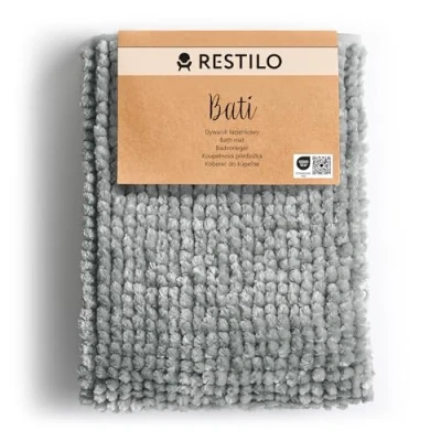 Afbeelding van RESTILO Badmat 50 x 70 cm Extra Zacht en Waterabsorberend Badkamertapijt Antislip Badkleed Grijs Bati