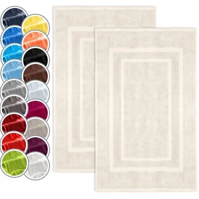 Afbeelding van NatureMark Set van 2 Badstof Badmatten, 100% Katoen, 50x80cm, Crème