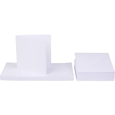 Afbeelding van Craft UK 50 kaarten en enveloppen, wit, 5 x Inch, 382 243 (12.7cmx12.7cm)