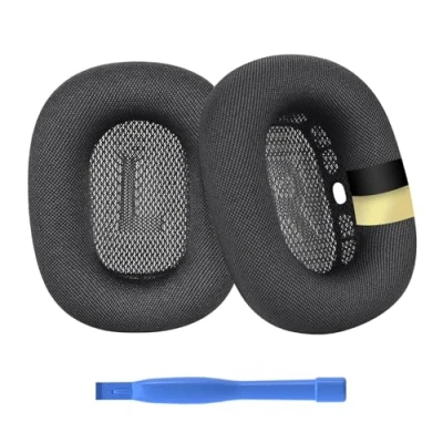 Afbeelding van Ear Pads Replacement for AirPods Max Headphone by MMOBIEL Mesh Fabric Pad Cushions with Silicone Layer Noise Isolation Earpads Space Grey