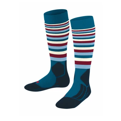 Afbeelding van Falke SK2 Stripes KIDS Skiing Mediumstrong Cushioned Antiblister Functional Sports Socks Sokken Petrol voor kinderen, Maat: 27/30,