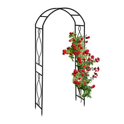Afbeelding van Relaxdays rozenboog zwart plantenboog metaal ronde tuinboog hoge bloemenboog tuin