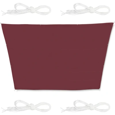 Afbeelding van Relaxdays Bordeaux schaduwdoek trapezium zonnedoek met ringen zonwering waterdicht 3 x 5,5 4 m