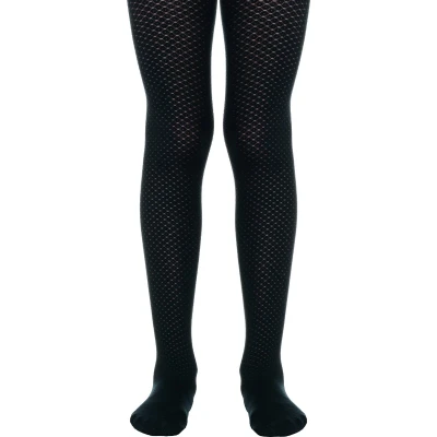 Afbeelding van Fashionista kinderpanty honingraat patroon, zwart, maat 146 152 (in verpakking).