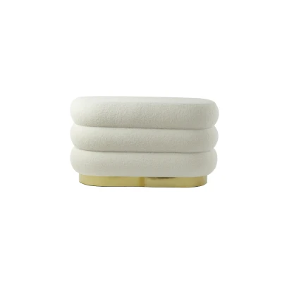 Afbeelding van Light &amp; Living Lyall Teddy poef crème/goud