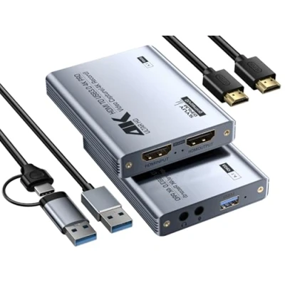 Afbeelding van Fulfalic Video Capture Card, Audio Card USB 3.0 4K HDMI Loop Out, 1080P 60FPS/2K 30FPS Game for Streaming Works PS5/Switch/Camera/PC/OBS