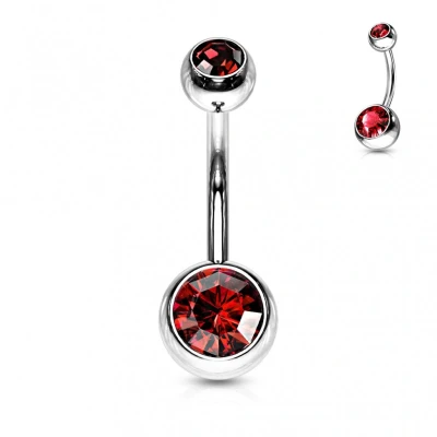 Afbeelding van Piercing dubbel steentje rood groot