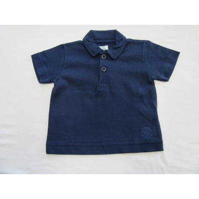 Afbeelding van petit bateau , jongens polo met korte mouw marine effen, classic 6 maand 67