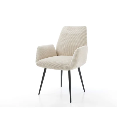 Afbeelding van Armleunstoel Zoa Flex 4 poot conisch zwart cord beige