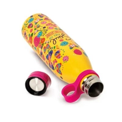 Afbeelding van Legami Hot&amp;Cold thermosfles, 800 ml, Ø 8 cm, licht en duurzaam, luchtdichte sluiting, afneembare siliconen handgreep, vlinder thema, Soul Full of Sunshine, BPA ftalaatvrij