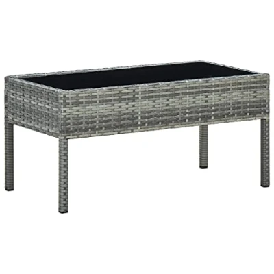 Afbeelding van Tuintafel 75x40x37 cm poly rattan grijs