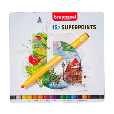 Afbeelding van Viltstift Bruynzeel Expression super points blik à 15 stuks assorti
