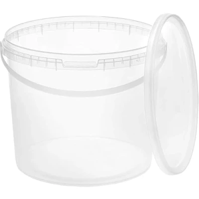Afbeelding van BenBow Emmer met deksel 5 l transparant geschikt voor levensmiddelen, stabiel, luchtdicht opbergdoos van kunststof, handvat leeg, x liter