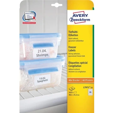 Afbeelding van Avery diepvriesetiketten Ft 38,1 x 21,2 mm (b h), wit, doos van 1625 etiketten etiket