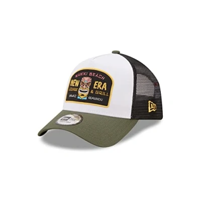 Afbeelding van New Era Waikiki Beach Truckerkappe verstellbar Snapback weiß oliv Mesh Basecap One Size