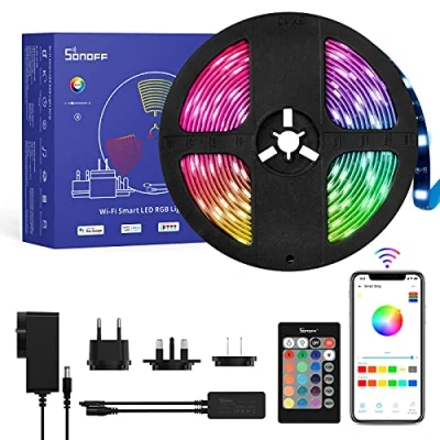Afbeelding van SONOFF L2 5M WiFi LED strip, 5050 RGB, IP65, waterdicht, met IR afstandsbediening, 24 toetsen, 16 miljoen kleuren, instelbare helderheidsmodus, compatibel Alexa/Google Home/IFTTT