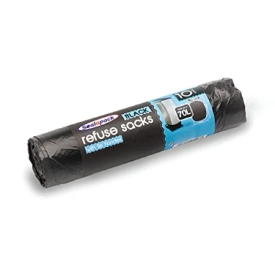 Afbeelding van Sealapack ZWARTE TASSEN HANDVATTASSEN, 70L SUPER SIZE, STERK, DUURZAAM VERPAKKING VAN 10, SAP047