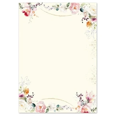 Afbeelding van 50 vellen briefpapier tropische bloemen DIN A4 (210x297 mm), 90 g/m² kleurrijk