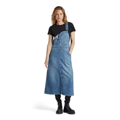 Afbeelding van G star Raw Midi dungaree dress wmn faded clifside blue Jurk XS