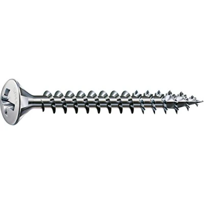 Afbeelding van SPAX Universele schroef, 4,0 x 35 mm, 1000 stuks, kruiskop Z2, lenskop, volledige schroefdraad, 4CUT, vernikkeld, E1J, 0241030400355