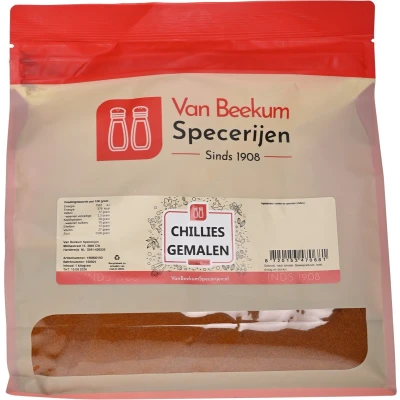 Afbeelding van Van Beekum Specerijen Chillies Gemalen 1 kilo (hersluitbare stazak)