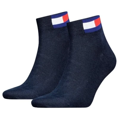 Afbeelding van Tommy Men Uni Flag Quarter Sock Sokken 2P Zwart Maat 39/42