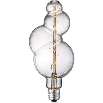 Afbeelding van Home Sweet Edison Vintage E27 LED filament lichtbron Bubbel Helder 11/11/23cm Spiraal Retro lamp Dimbaar 4W 280lm 3000K warm wit licht geschikt voor fitting