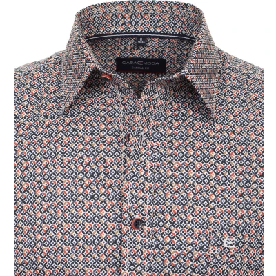 Afbeelding van Casamoda Kurzarm Print Casual FIT Overhemd, Heren, Maat: XL, Orange