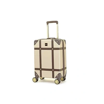 Afbeelding van Rock Vintage Koffer Retro 8 Wiel Spinner Bagage, Goud, S