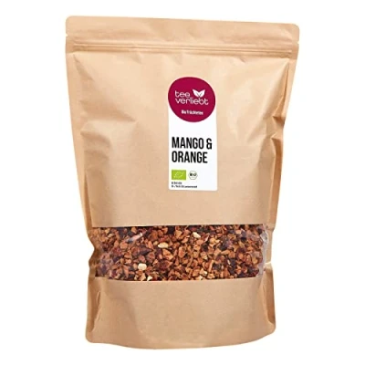 Afbeelding van FRUTEG Loser Fruit Tea Mango &amp; Orange 1000 G thee losse Zomer formaat theemengsel gecontroleerde biologische teelt bio kavels 1 kg