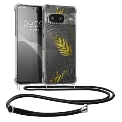 Afbeelding van kwmobile telefoonhoesje geschikt voor Google Pixel 8 Hoesje met telefoonkoord Back cover smartphone Case in geel / grijs transparant