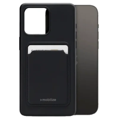 Afbeelding van Mobilize Rubber Gelly Card Case Apple iPhone 14 Pro Max Matt Black