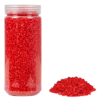 Afbeelding van HEKU Grofkorrelig decoratief granulaat in rood, ca. 750 g, veelzijdig inzetbaar, ideaal voor bruiloften en knutselprojecten, hersluitbare doos
