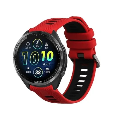 Afbeelding van kwmobile horlogebandje geschikt voor Garmin Forerunner 965 / 955 945 745 polsband Smartwatch bandje van TPU Activity tracker horloge band in rood zwart