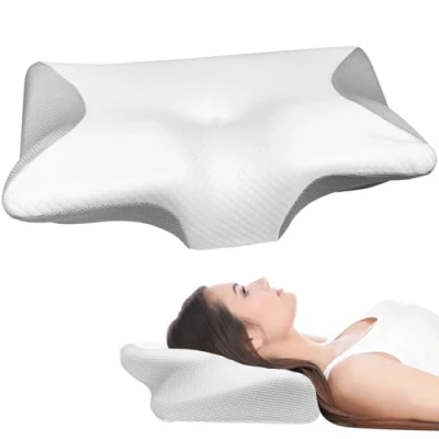 Afbeelding van Maxentico 63 x 37 12 cm, nekkussen, traagschuim, orthopedisch kussen, ergonomisch hoofdkussen voor zijslapers, rug of buikslapers