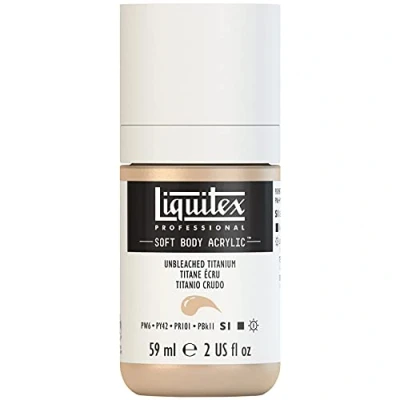 Afbeelding van Liquitex 1959434 Professional Acrylfarbe Soft Body Künstlerfarbe in cremiger deckender Konsistenz, hohe Pigmentierung, lichtecht &amp; alterungsbeständig, 59ml Flasche Ungebleichtes Titan