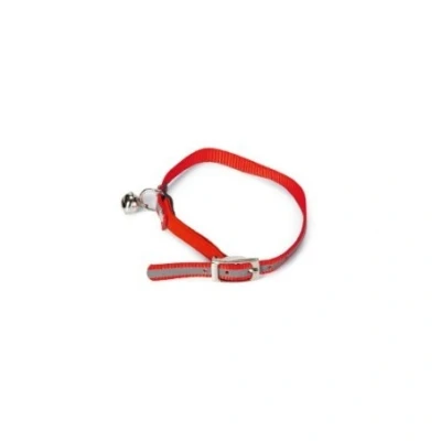 Afbeelding van Bz kattenhalsband reflecterend nylon rood 24,5 29,5x1cm