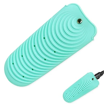 Afbeelding van Hittebestendige siliconen mat zakje voor stijltang, antislip reismat hoes krul en draagbare styling warmtemat houder krultang hot waver (groen)