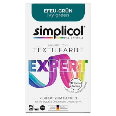Afbeelding van simplicol Textielverf expert 1713 klimopgroen voor het kleuren en opfrissen van kleding, wasmachinebestendig, katoen, wol, zijde, linnen, viscose gemengd weefsel