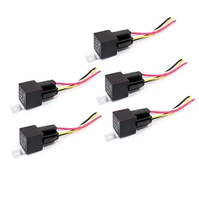 Afbeelding van DollaTek JD1912 Autorelais kabelset 12 V 40A 4 pins SPST stopcontacten met gekleurde draden voor Automotive Truck Van Motorcycle Boat