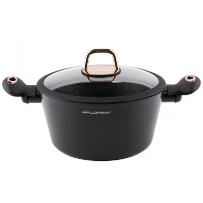 Afbeelding van Florina rosé Limited Edition kookpan met glazen deksel 4,1L 24cm zwart / goud