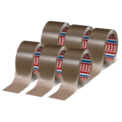 Afbeelding van tesa pack 4280 PP pakkettape in 6 universele tape voor het verpakken van pakketten en dozen bruin rollen elk 66 m x 50 mm