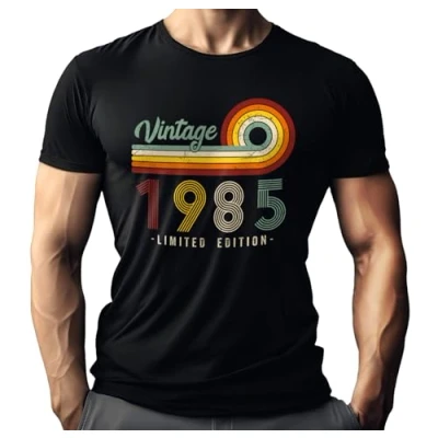 Afbeelding van Heren T shirt als cadeau voor mannen de 40e verjaardag: origineel sinds jaargang 1985 40 jaar tot perfectie gerijpt, vintage, XL